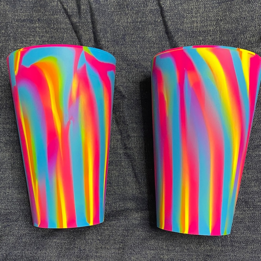 Colorful Tie-Dye Silicone Tumbler Set